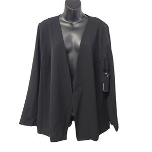 Relativity Black Long Sleeve Open Front Blazer Cardigan Plus Size 1X NWT